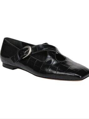 Vince Cici crisscross flats in black croc-embossed leather.... Size 10